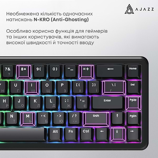 Фото - Клавіатура дротова ігрова Ajazz AK680 MAX (AK680-WM-B-A)
