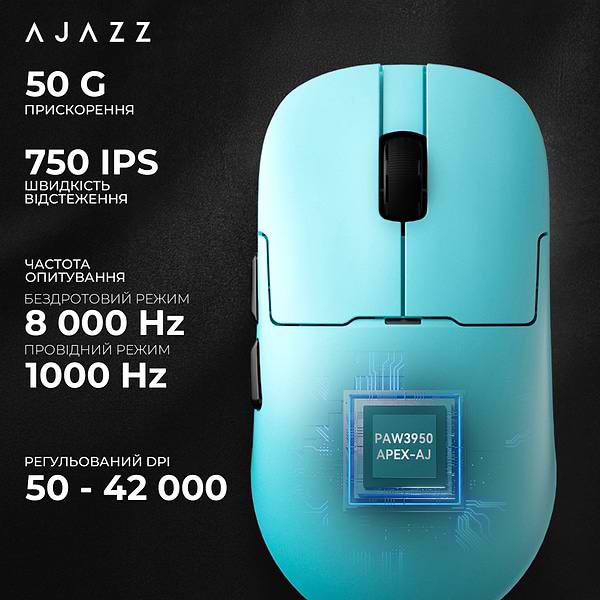 Фото - Мышь беспроводная игровая Ajazz AJ159 APEX Blue (AJM159-A-BLUE)