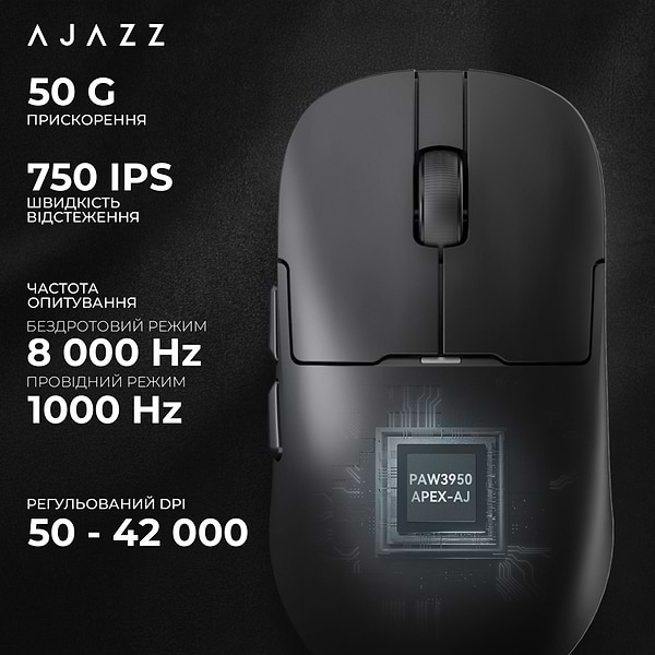 Фото - Мышь беспроводная игровая Ajazz AJ159 APEX Black (AJM159-A-B)