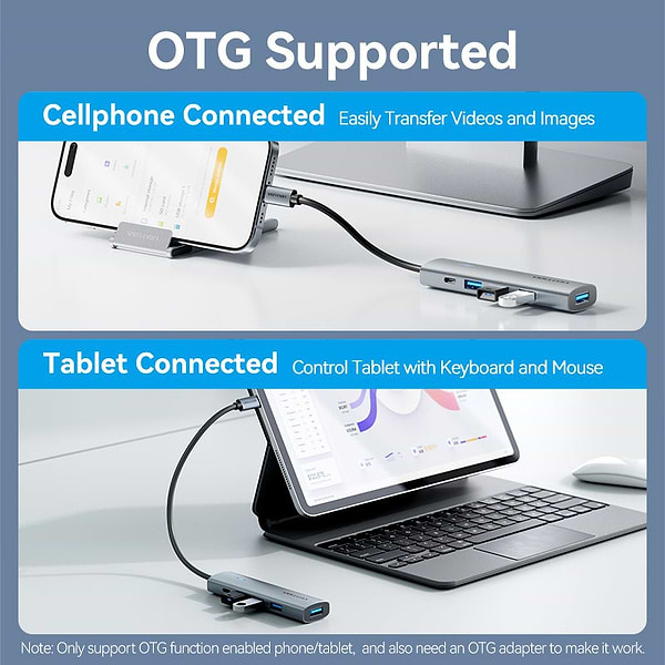 Фото - Хаб USB Vention USB 3.0 Type-C 4xUSB 3.0/1xUSB-C (TGZHB)