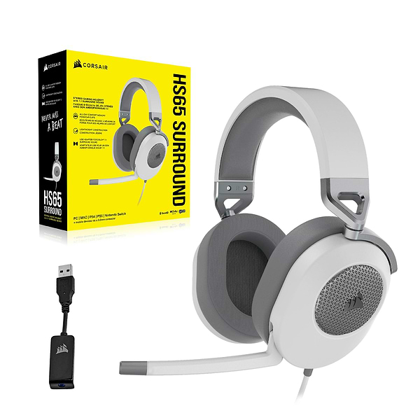 Фото - Гарнітура дротова ігрова Corsair HS65 Surround Headset White (CA-9011271-EU)