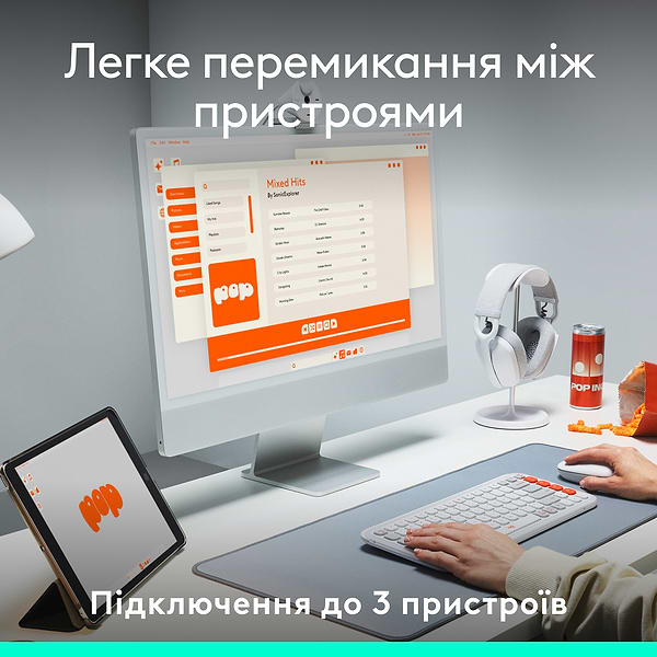 Фото - Уцінка - Клавіатура бездротова Logitech POP Icon Keys Graphite UKR (920-013157)