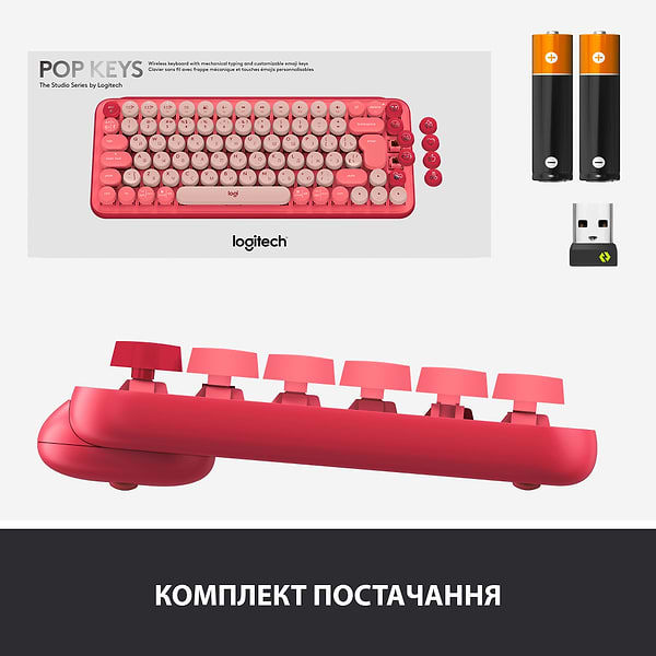Фото - Клавиатура беспроводная Logitech POP Keys Wireless Mechanical Keyboard With Emoji Keys Heartbreaker Rose (920-010737)