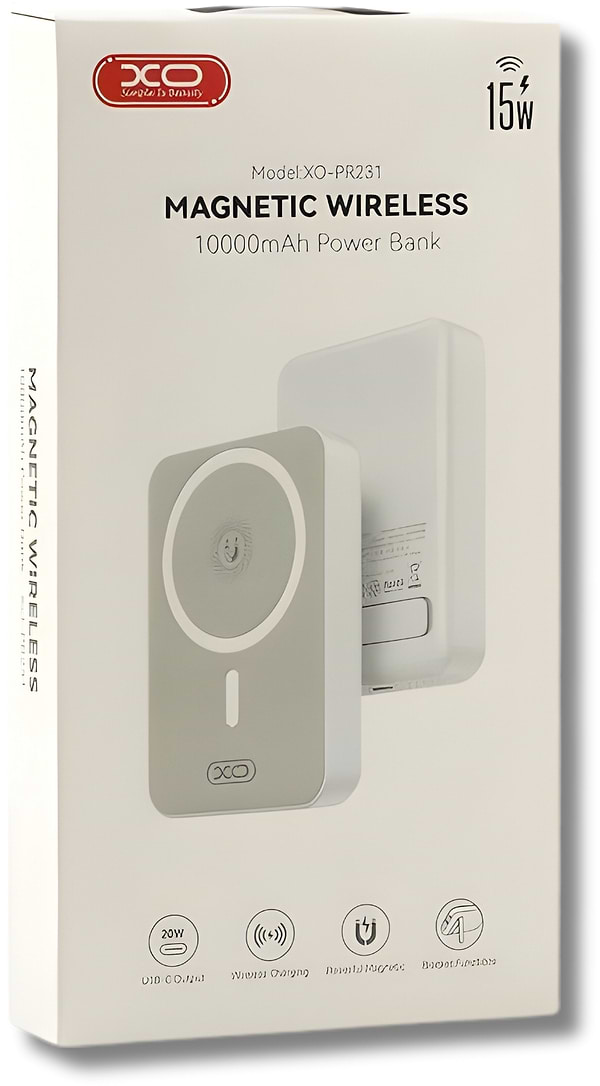 Фото - Батарея мобільна XO PR231 Magnetic MagSafe 15W + PD20W 10000 mAh White
