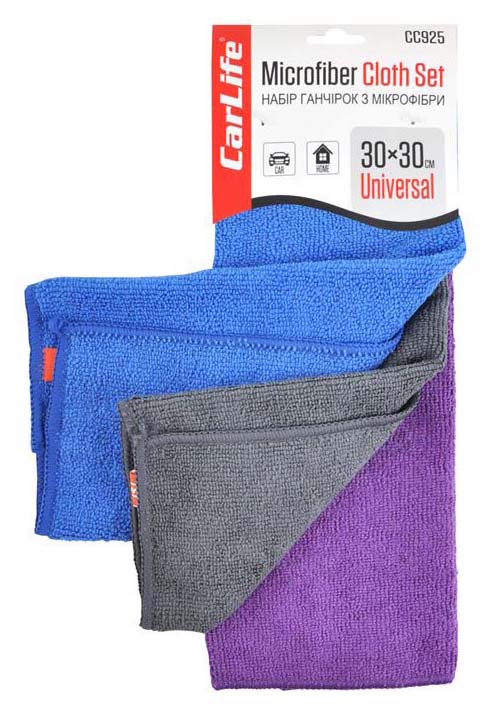 Автомобільна серветка CarLife 30x30 см 3 шт. (CC925)