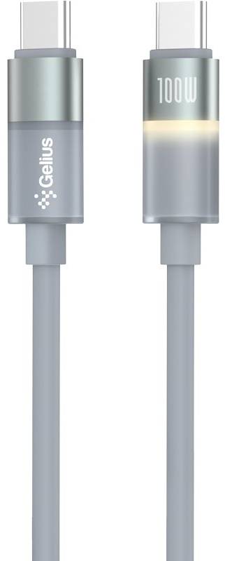 Кабель синхронізації даних Gelius MoonLine GP-UCN014 Type-C to Type-C 1,2m 100W Gray (101149)