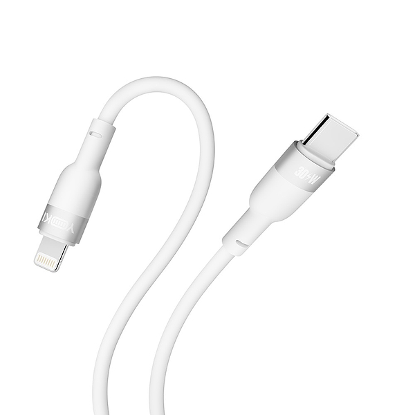Фото - Кабель синхронізації даних YOKI SILICONE Type-C to Lightning 30W 1.2m White (YK-SI50)