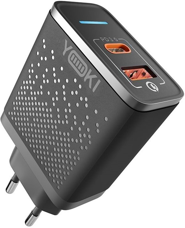 Фото - Сетевое зарядное устройство YOKI Led Series QC 33W Black (YK-33PD)