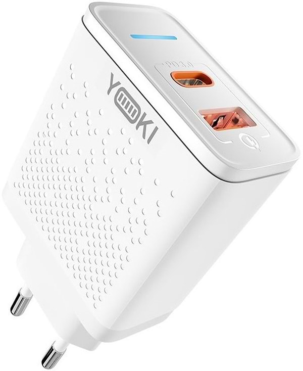 Фото - Сетевое зарядное устройство YOKI Led Series 33W White (YK-33PD+QC)