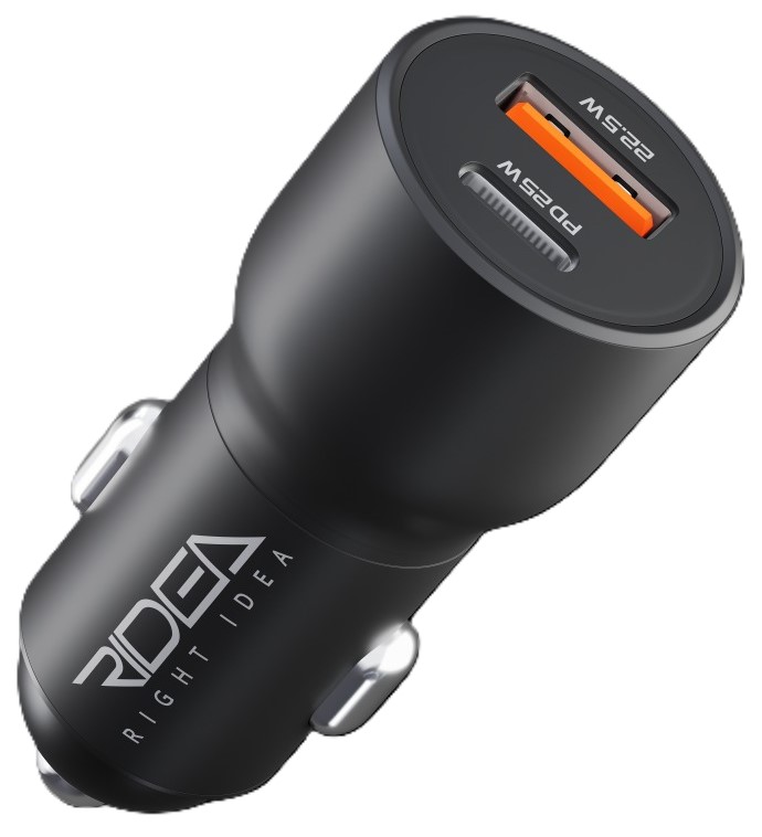 Автомобільний зарядний пристрій Ridea QPow Pro 1USB/1USB-C PD/QC 47.5W Black (RCC-47110) - Фото 1