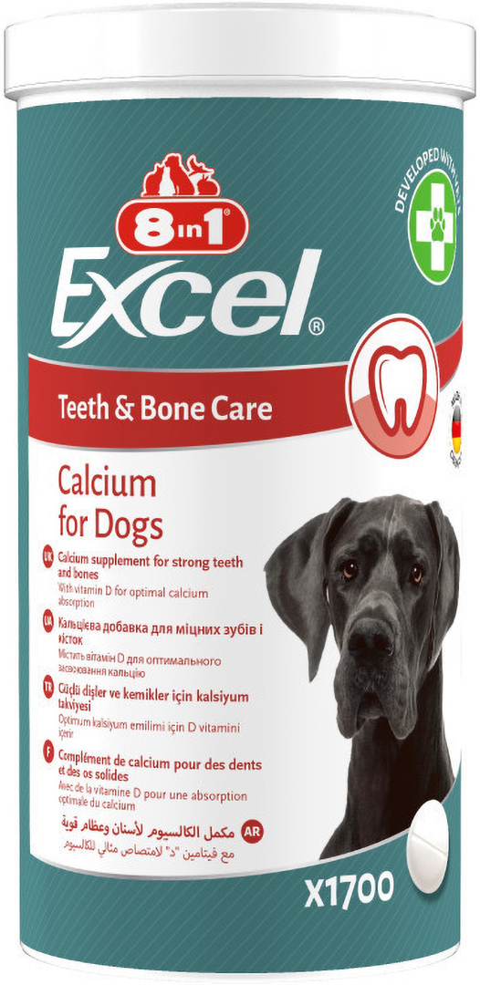 Витамины для собак 8in1 Excel Calcium для щенков и взрослых собак для зубов и костей кальция 1700 шт. (4048422184249)