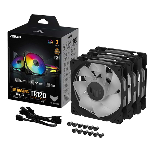 Фото - Корпусний вентилятор Asus TUF Gaming TR120 ARGB Reverse Black (90DA00D0-B09000)