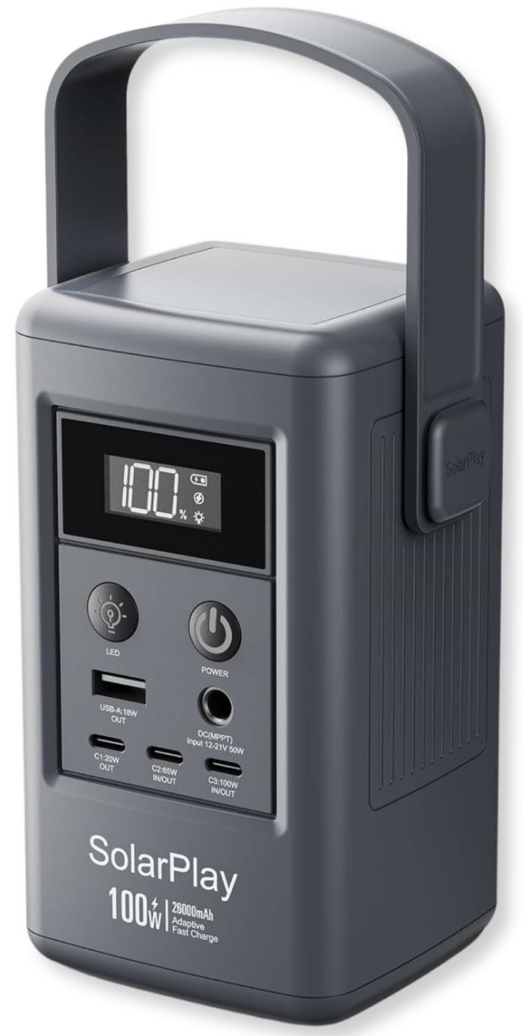 Зарядная станция универсальная SolarPlay Q100 (100W, 92.5Wh, 25000mAh) Grey (714897)