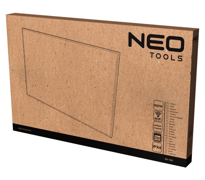 Фото - Обогреватель инфракрасный Neo Tools 600Вт 100х60х3.8 см White (90-106)