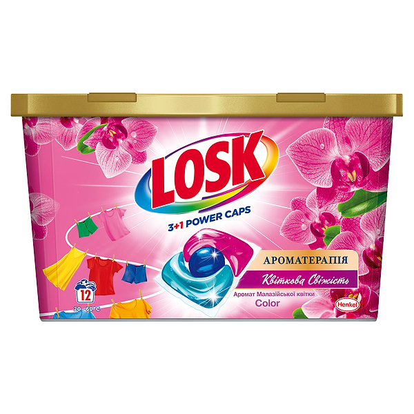 Фото - Капсули для прання Losk Тріо-капсули Ефірні масла і Малайзійський квітка 12 шт