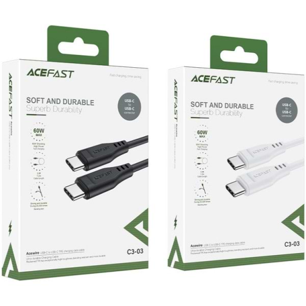 Фото - Кабель синхронизации данных AceFast USB 2.0 USB-C to USB-C, 1,2 м, 3.0A, TPE C3-03 Black (6974316280842)