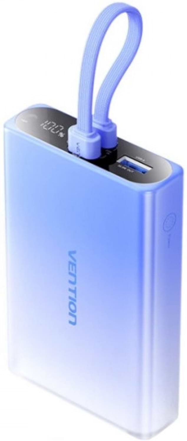 Батарея мобільна Vention 10000 mAh 22,5W PD, USB-A, USB-C In/Out, Lightning In/Out, Blue (FHZL0) - Фото 1