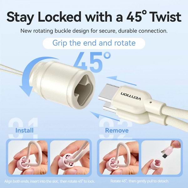 Фото - Батарея мобільна Vention 10000mAh 22,5W Fast Charging, USB-A, 2xUSB-C, with built-in USB-C cable, Beige (FKAN0-C)