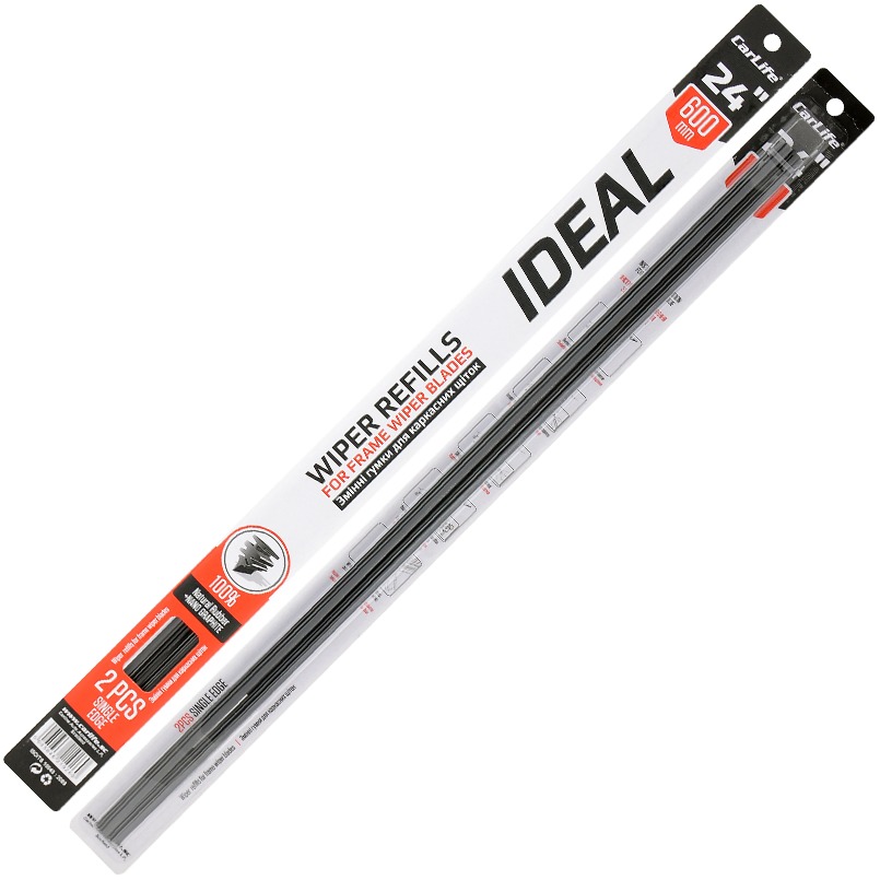 Змінна гумка для щітка склоочисника CarLife Single Edge без металевих направляючих 24/600мм (9260/IR600)