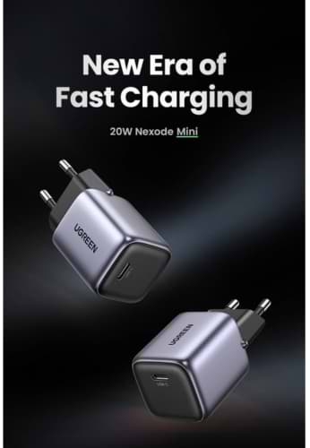 Фото - Сетевое зарядное устройство UGREEN CD318 Nexode Mini 20W PD GaN Tech Blac kPD3.0 (PD2.0) QC4.0+QC4.0/QC3.0/QC2.0 (90664)