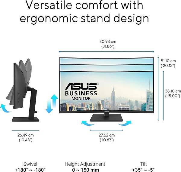 Фото - Монітор Asus VA34VCPSR Black