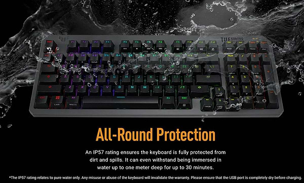 Фото - Клавіатура дротова ігрова Asus TUF Gaming K3 Gen II 97key Optical-Mechanical RGB Switch USB-A EN/UK Black (90MP0390-BKMA00)