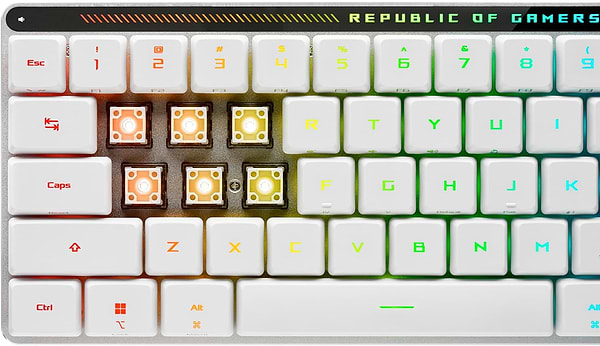 Фото - Клавіатура бездротова ігрова Asus ROG Falchion RX Low Profile Red Switch USB-A/WL/BT EN/UK RGB White (90MP03EC-BKMA10)