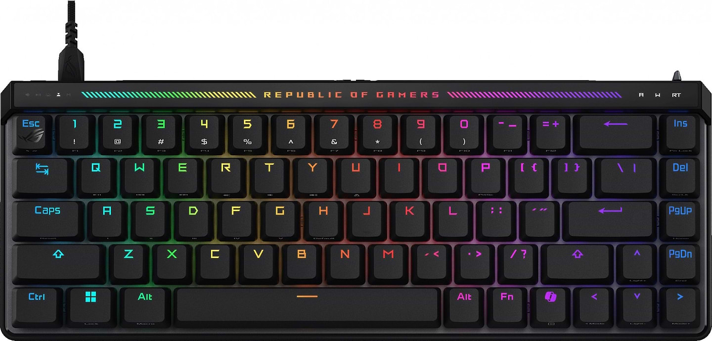 Клавиатура проводная игровая Asus ROG Falchion Ace HFX, 68key, HFX Magnetic Switches, USB-A, EN, RGB, Black (90MP03VE-BKUA20) - Фото 1