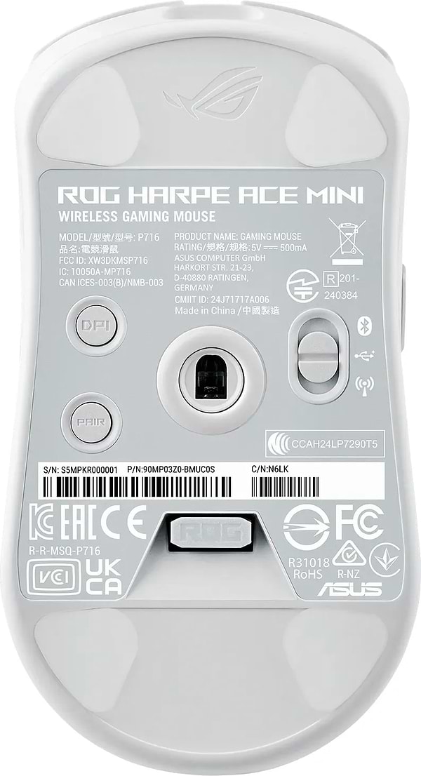 Фото - Мышь беспроводная игровая Asus ROG Harpe Ace Mini, USB-A/WL/BT White (90MP03Z0-BMUA10)