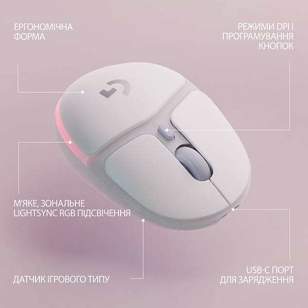 Фото - Мышь беспроводная игровая Logitech G705 Gaming Wireless/Bluetooth White (910-006367)