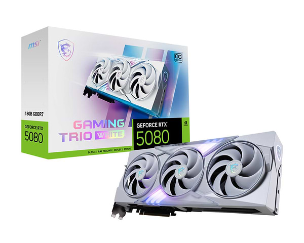 Фото - Відеокарта MSI RTX5080 16GB GDDR7 (RTX5080 16G GAM TRIO OC WHITE)