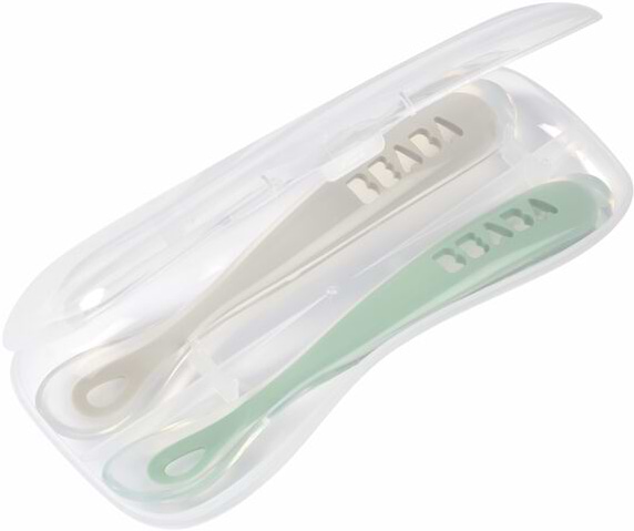 Фото - Дитяча ложечка Beaba силіконова 4+ Green/Grey (913552)