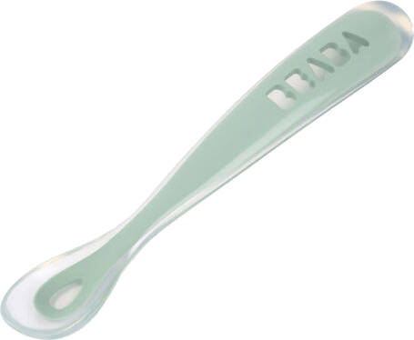Фото - Дитяча ложечка Beaba силіконова 4+ Green/Grey (913552)