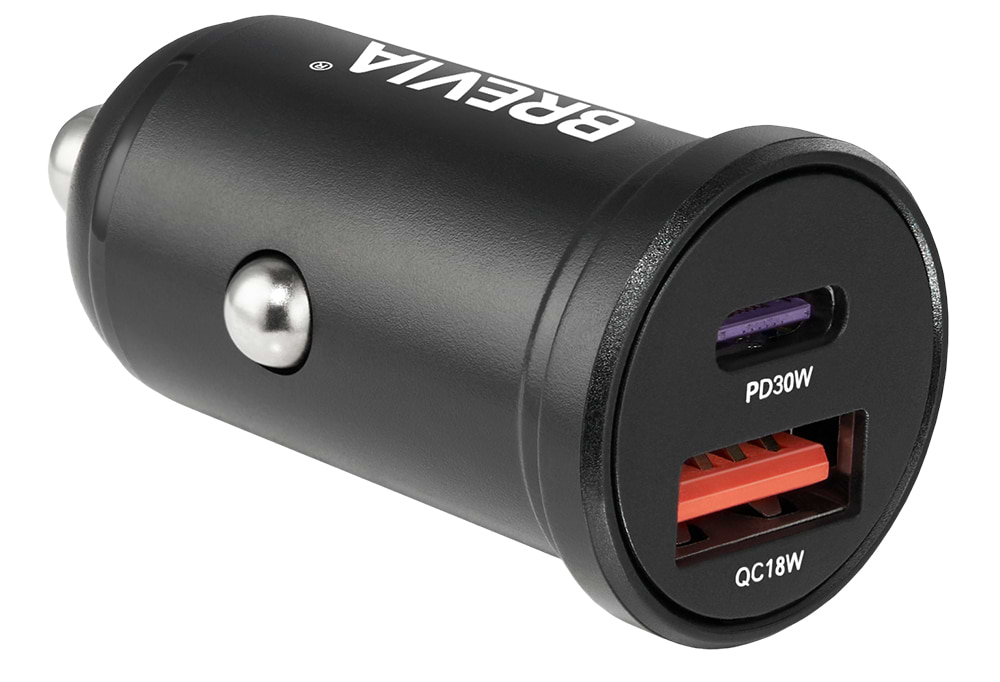 Автомобільний зарядний пристрій Brevia ePower DualCharge 48W 1xUSB-C+1xUSB-A, Black (46348CAB)