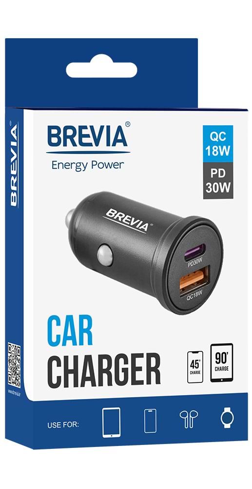 Фото - Автомобільний зарядний пристрій Brevia ePower DualCharge 48W 1xUSB-C+1xUSB-A, Black (46348CAB)