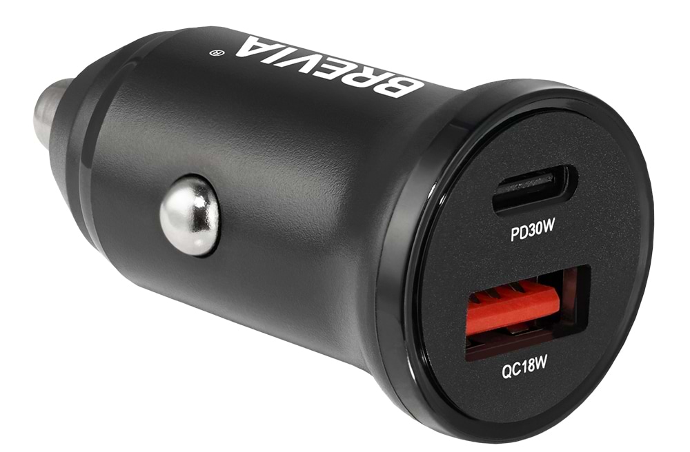 Автомобільний зарядний пристрій Brevia ePower DualCharge 30W 1xUSB-C+1xUSB-A, Black (46430CAB)
