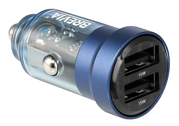 Фото - Автомобільний зарядний пристрій Brevia ePower DualDrive 15W 2xUSB-A, Transparent Blue (46515DUBL)