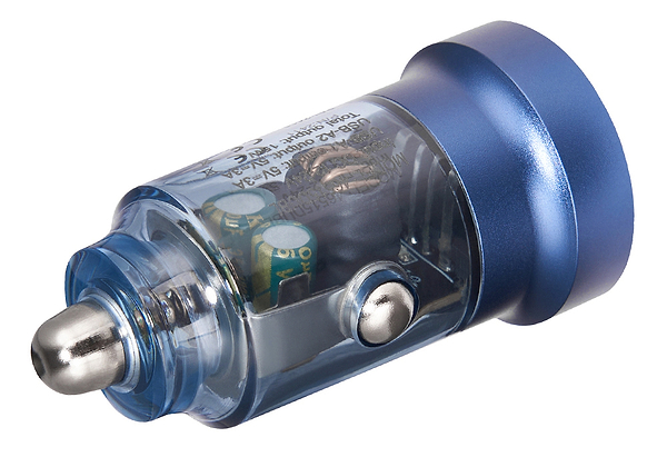 Фото - Автомобільний зарядний пристрій Brevia ePower DualDrive 15W 2xUSB-A, Transparent Blue (46515DUBL)