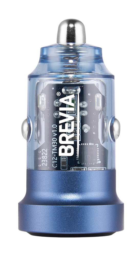 Фото - Автомобильное зарядное устройство Brevia ePower DualCharge 30W 1xUSB-C+1xUSB-A, Transparent Blue (46530CABL)