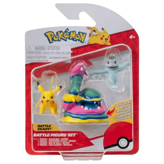 Набор игровых фигурок Pokemon W19 - МАЧОП, ПИКАЧУ, АЛОЛА МАК (PKW3597)