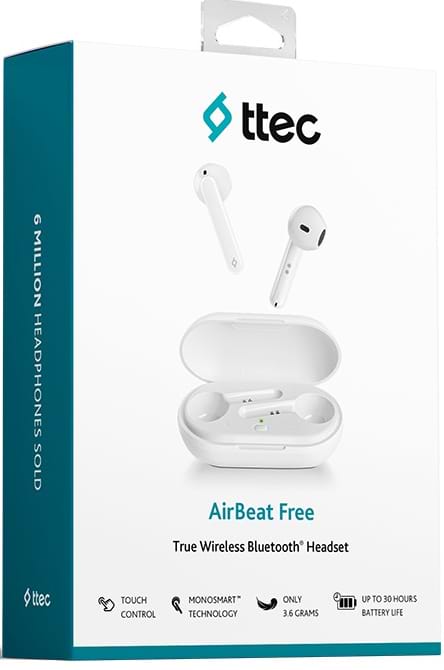 Фото - Наушники вкладыши беспроводные TWS Ttec AirBeat Free White (2KM133B)
