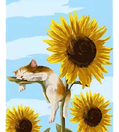 Картина за номерами Strateg Кошеня на соняшнику 40х50 см (VA-0925) - Фото 1