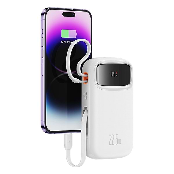 Фото - Батарея мобільна Baseus 20000mAh Qpow2 22.5W PD,QC3.0 USB-A, USB-C In/Out, with built-in USB-C/Lightning cable (P10055002223-00)