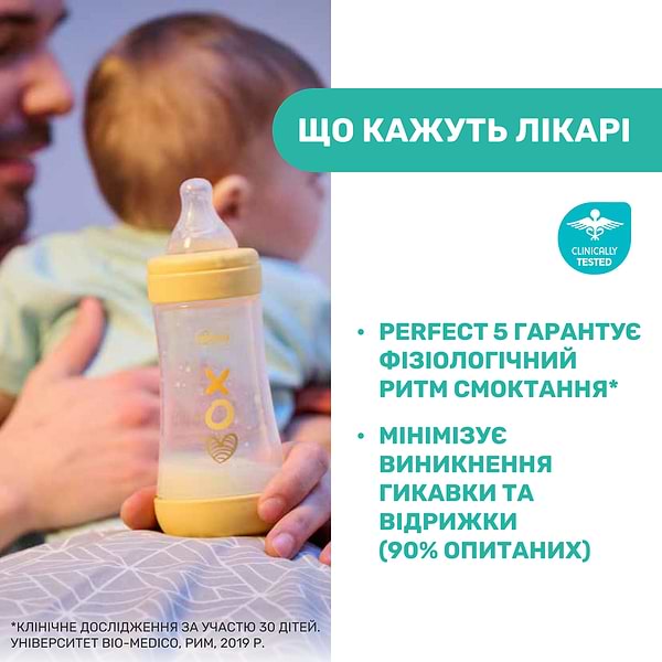 Фото - Бутылочка для кормления Chicco PERFECT 5 300 мл от 4 месяцев быстрый поток (девочка) (20235.11.40)