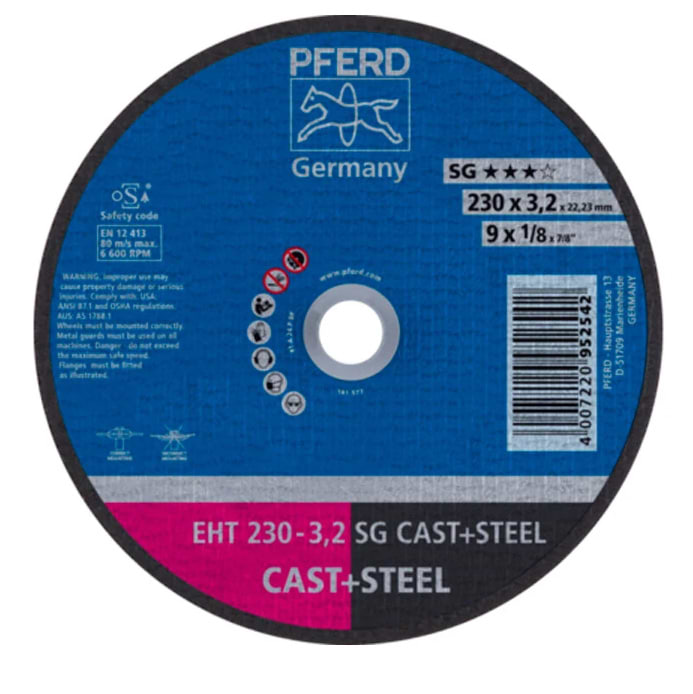 Круг отрезной по металлу Pferd 230х3,2х22 SG CAST+STEEL (4007220952542)