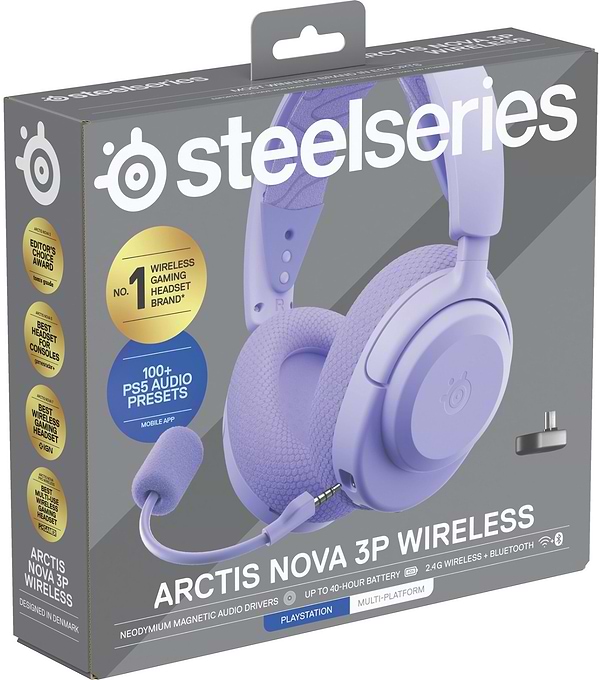 Фото - Гарнітура бездротова ігрова SteelSeries Arctis Nova 3P Wireless MultiPlatform Lavender (61692)