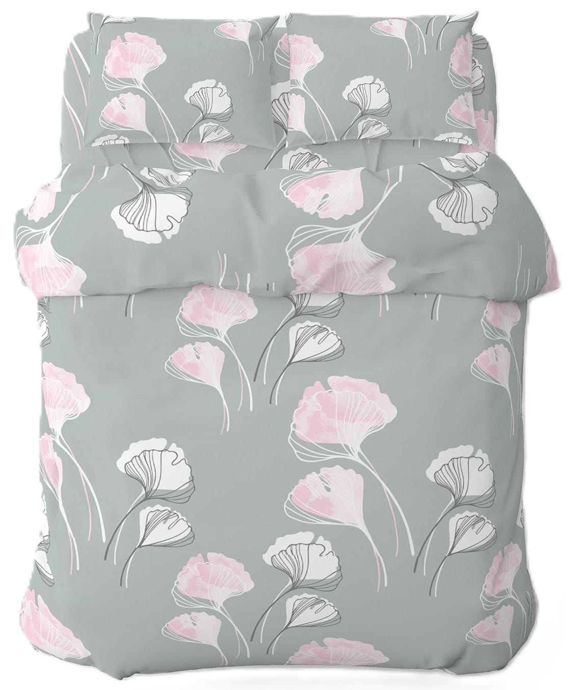 Комплект постельного белья Home Line ГИНКГО БЕЛОБА бязь 143 x 215 см Щ 140 нав. 50х70 Серо-персиковый (173538)