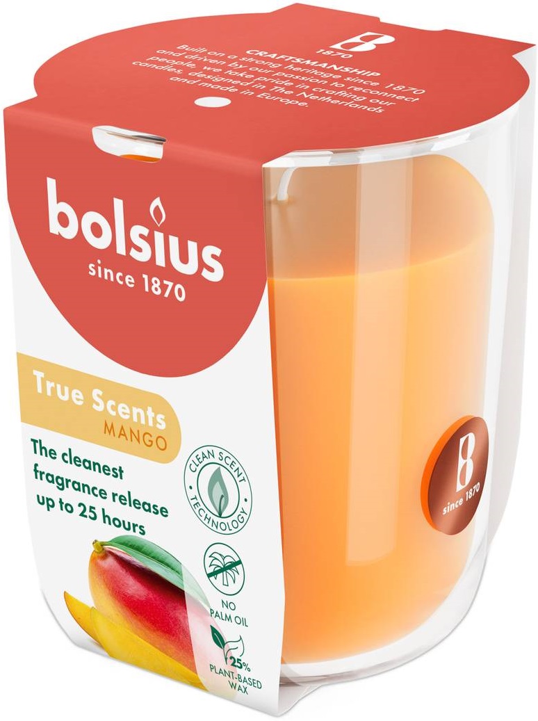 Свічка скло Bolsius TRUE SCENTS 80/73 Манго (930310)