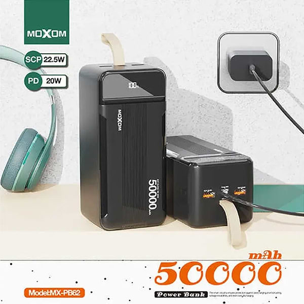 Фото - Батарея мобильная MOXOM MX-PB62 50000mAh 22.5W Black
