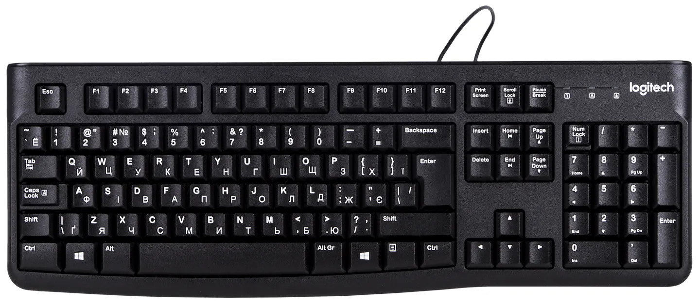 Клавіатура дротова Logitech K120 OEM Black UKR - Фото 1